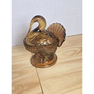 Park Hill Collection Vintage Glass Turkey Compote With Amber Finish